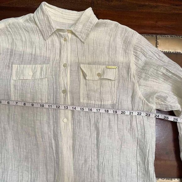 Vintage Michael Michael Kors yellow linen button down blouse size M/M - Picture 14 of 16